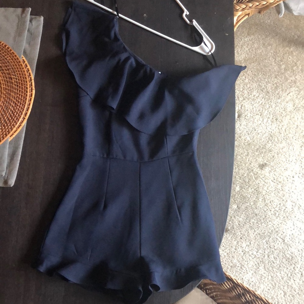 Ruffled one shoulder romper